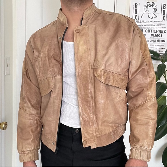 Vintage leather jacket in light brown